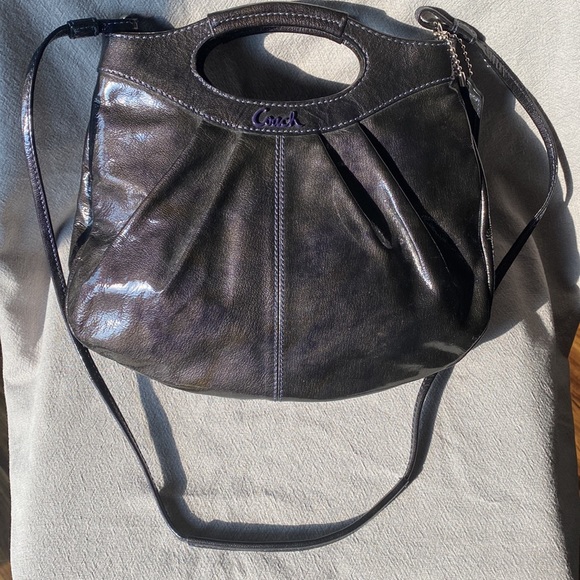Dark Purple Patent Leather Coach Purse - Picture 2 of 8